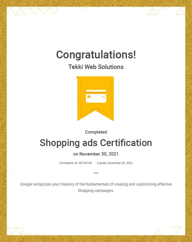 Shopping Ads Certification